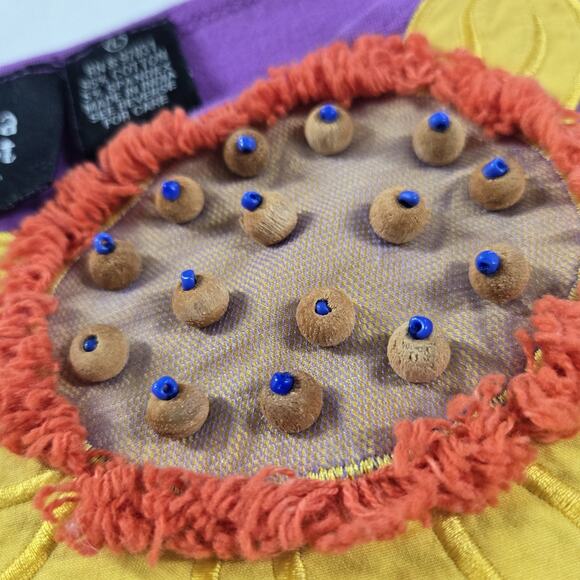 Vintage 90's Emma Tricot Purple Sunflower Tank Sleeveless Top Shirt Beaded Artsy - Picture 3 of 8